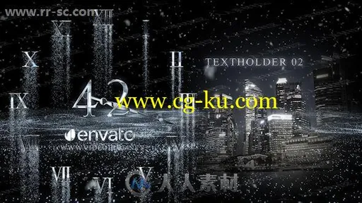盛大烟花新年倒计时奢华银色粒子城市节日庆典AE模版的图片2