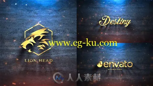 星火粒子流动金色logo动画演绎AE模板的图片1