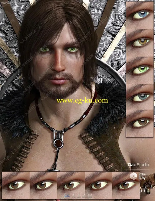 英朗男性角色多种眉眼造型3D模型的图片3