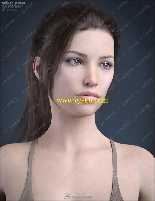 温柔美丽雀斑女孩多组姿势3D模型的图片1