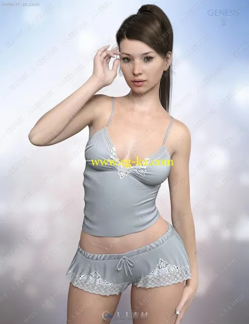 美丽姐妹细腻皮肤多组妆容造型3D模型的图片3