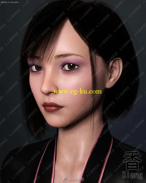 漂亮精致小巧五官女孩多组服装造型3D模型的图片1