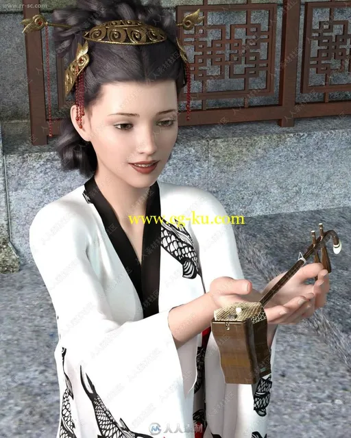 漂亮精致小巧五官女孩多组服装造型3D模型的图片3