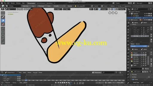 Blender中2D与3D画笔动画实例训练视频教程的图片2