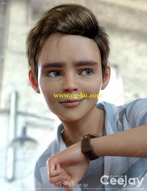 青年男孩朋友多组服装发色造型3D模型的图片1