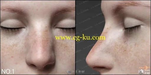 雀斑脸颊多组不同形态鼻子3D模型的图片1