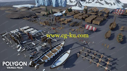 模块化冬季村庄部落环境3D模型UE4游戏素材资源的图片1