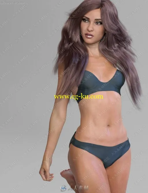 细致高挑漂亮女孩姿势妆容3D模型的图片1