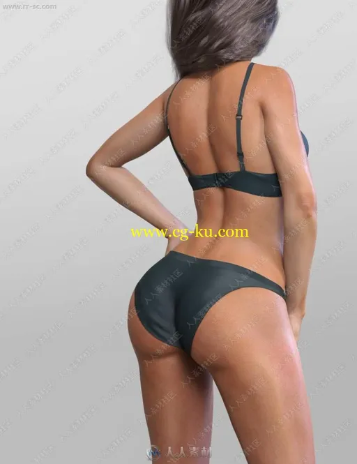 细致高挑漂亮女孩姿势妆容3D模型的图片3