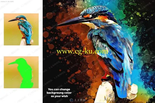 鲜艳浓墨重彩水墨滴溅艺术绘画人像特效PS动作的图片3