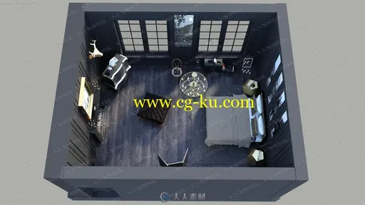高贵典雅法式装饰风格巴黎外景房3D模型的图片3