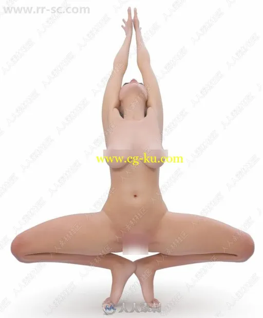 高品质逼真完整全身女性人体3D模型的图片1