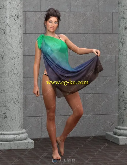 服饰衣物抓起自然坠落效果3D模型的图片2