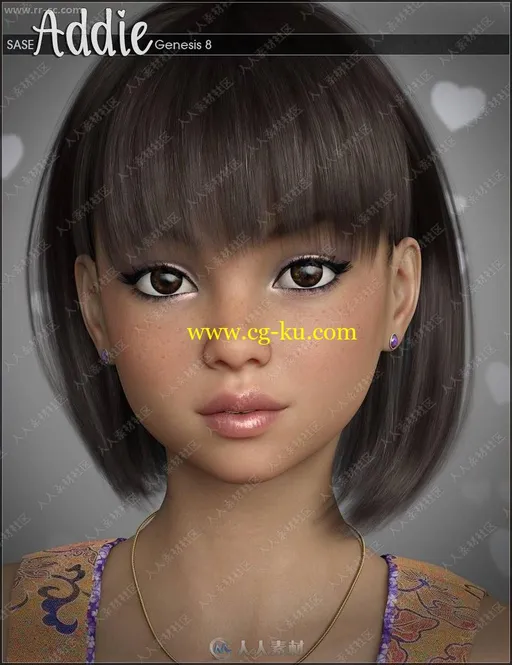 可爱圆脸小巧女孩多组妆容造型3D模型的图片1
