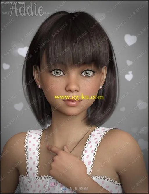 可爱圆脸小巧女孩多组妆容造型3D模型的图片3
