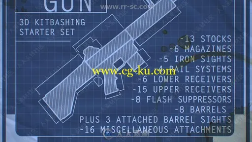 74组游戏机枪组装零件套件3D模型合集的图片2
