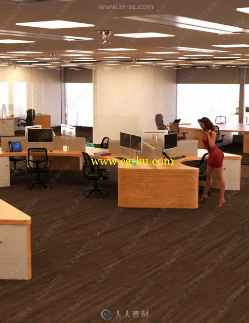 现代办公室室内设计3D模型合集的图片2