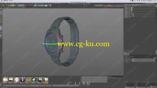 C4D超逼真3D手表硬表面建模渲染实例制作视频教程的图片1