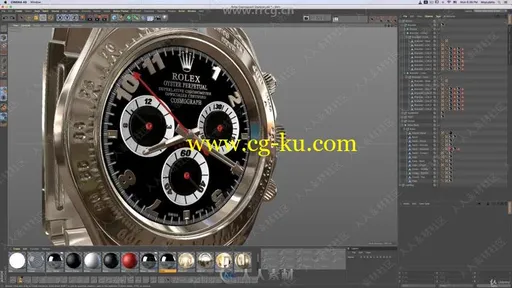 C4D超逼真3D手表硬表面建模渲染实例制作视频教程的图片2