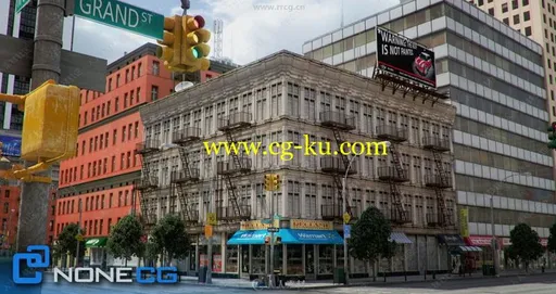 纽约城市街道建筑景观全细节3D模型合集的图片3
