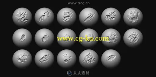17组僵尸丧尸皮肤纹理雕刻笔刷合集的图片2