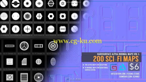 200组Zbrush科幻硬表面雕刻Alpha纹理贴图合集的图片2