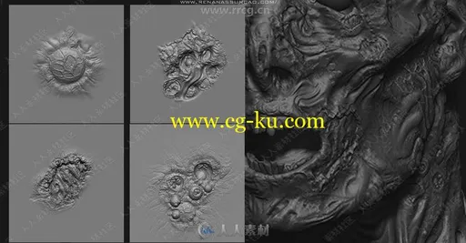 20组腐烂僵尸皮肤纹理雕刻Zbrush笔刷合集的图片2