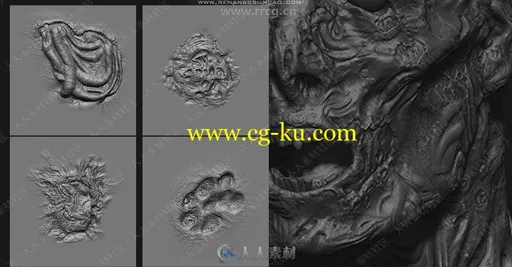 20组腐烂僵尸皮肤纹理雕刻Zbrush笔刷合集的图片3