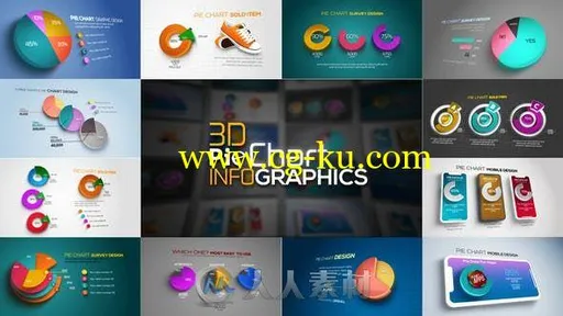3D饼状数据统计图形动画AE模板的图片1