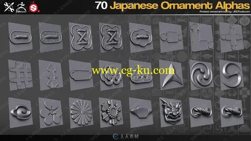 70组2K高清日式风格装饰花纹ZBrush Alphas笔刷与SP蒙蔽合集的图片3