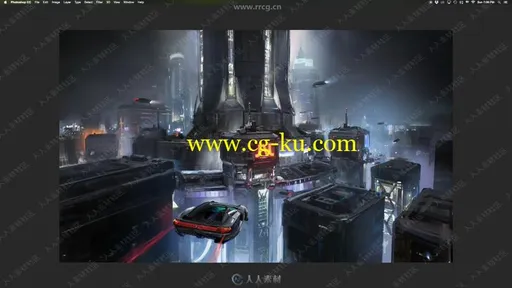 未来朋克城市景观概念艺术绘画视频教程的图片3