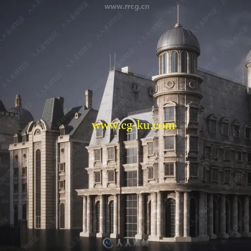 古典欧洲巴黎罗马伦敦城市建筑场景观3D模型合集的图片3
