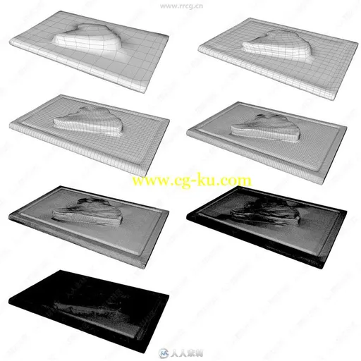 牛排金枪鱼肉切碎低多边形3D模型合集的图片1