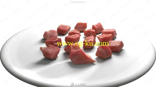牛排金枪鱼肉切碎低多边形3D模型合集的图片2