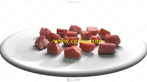 牛排金枪鱼肉切碎低多边形3D模型合集的图片3