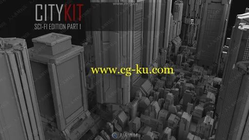 未来科幻城市大楼建筑群场景3D模型合集的图片1