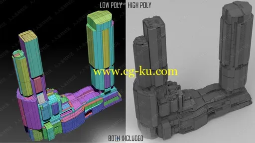 未来科幻城市大楼建筑群场景3D模型合集的图片3
