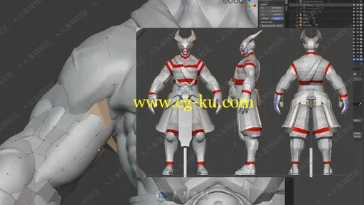 ZBrush与Blender剑圣PBR游戏角色制作流程视频教程的图片2