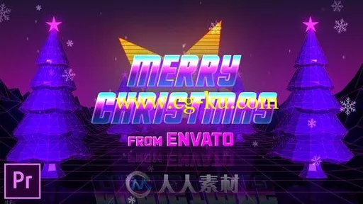 80年代复古圣诞祝福动画PR模板的图片1
