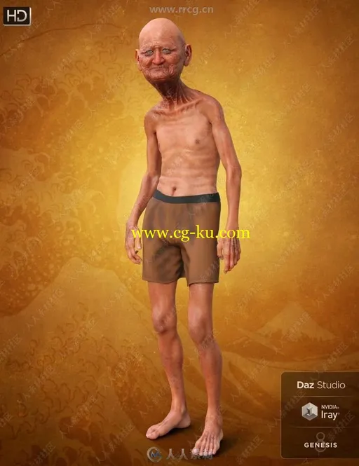 龟仙人类似老年男性3D模型合集的图片1