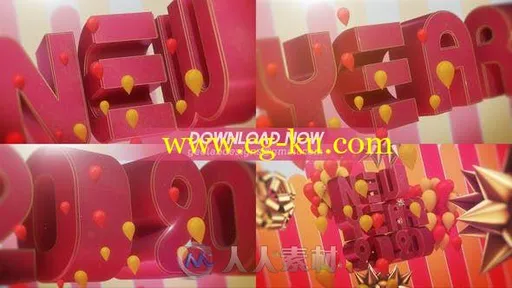 2020新年巨幅3D字体Logo演绎动画AE模板的图片1