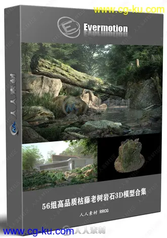 56组高品质枯藤老树岩石3D模型合集 Evermotion Archmodels第191季的图片1