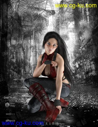 未来派时尚性感女性紧身衣服饰3D模型的图片2