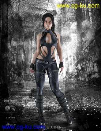 未来派时尚性感女性紧身衣服饰3D模型的图片3