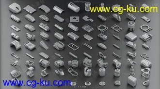 500组高精度机械人零件硬表面3D模型合集的图片2