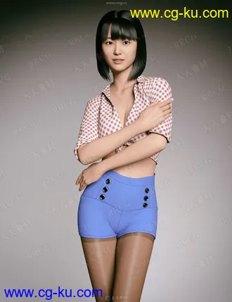 齐刘海性感亚洲女孩3D模型合集的图片3