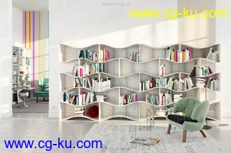 60组高品质现代与老式书架3D模型合集 Evermotion Archmodels第179季的图片2