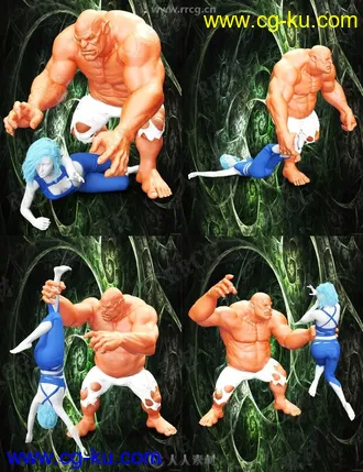 肌肉大块头野兽各种动作姿势3D模型合集的图片3