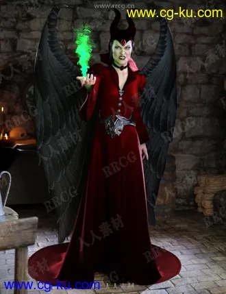 女版仙女传说蝙蝠女巫造型服饰3D模型合集的图片1