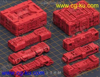 8组高质量科幻高达机甲机器人零件组件3D模型合集的图片1